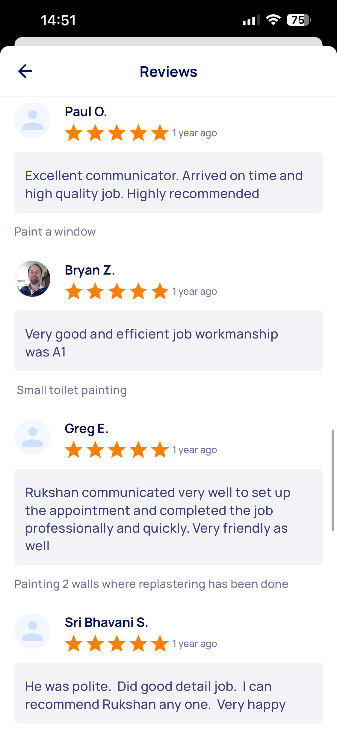 GOELITE Painting real customer reviews on Airtasker
